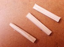The pegs are riven from straight grained Oak.